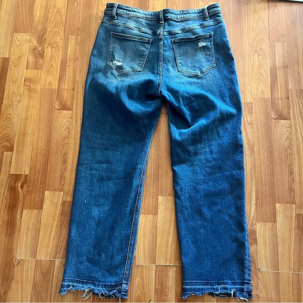 Vervet Women's Classic Blue Crossover Button Distressed Jeans - Picture 5 of 7